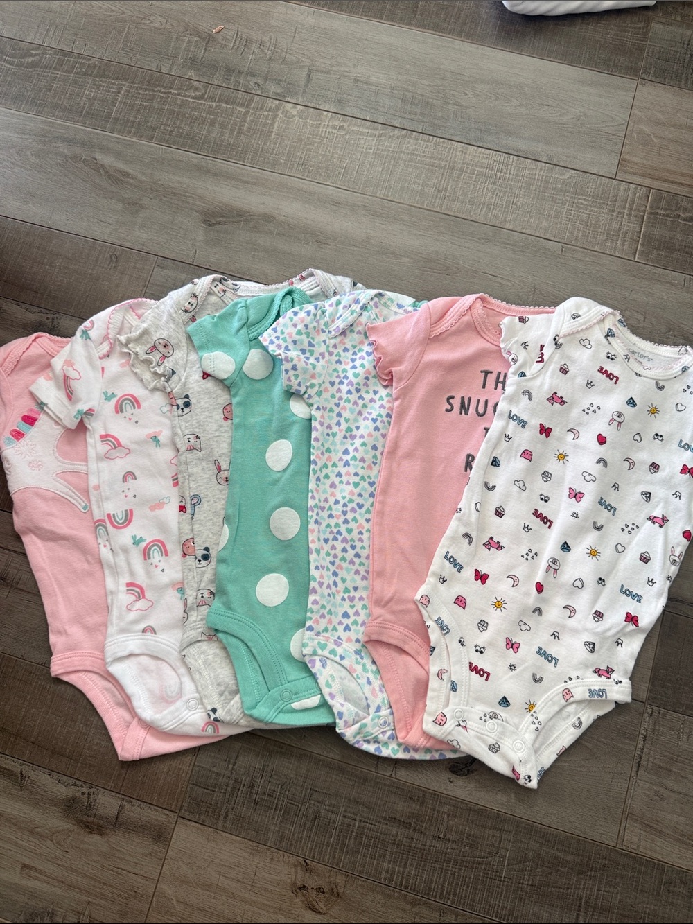 Carter's Baby Girls One-Piece Bodysuits - Pink, Mint & White